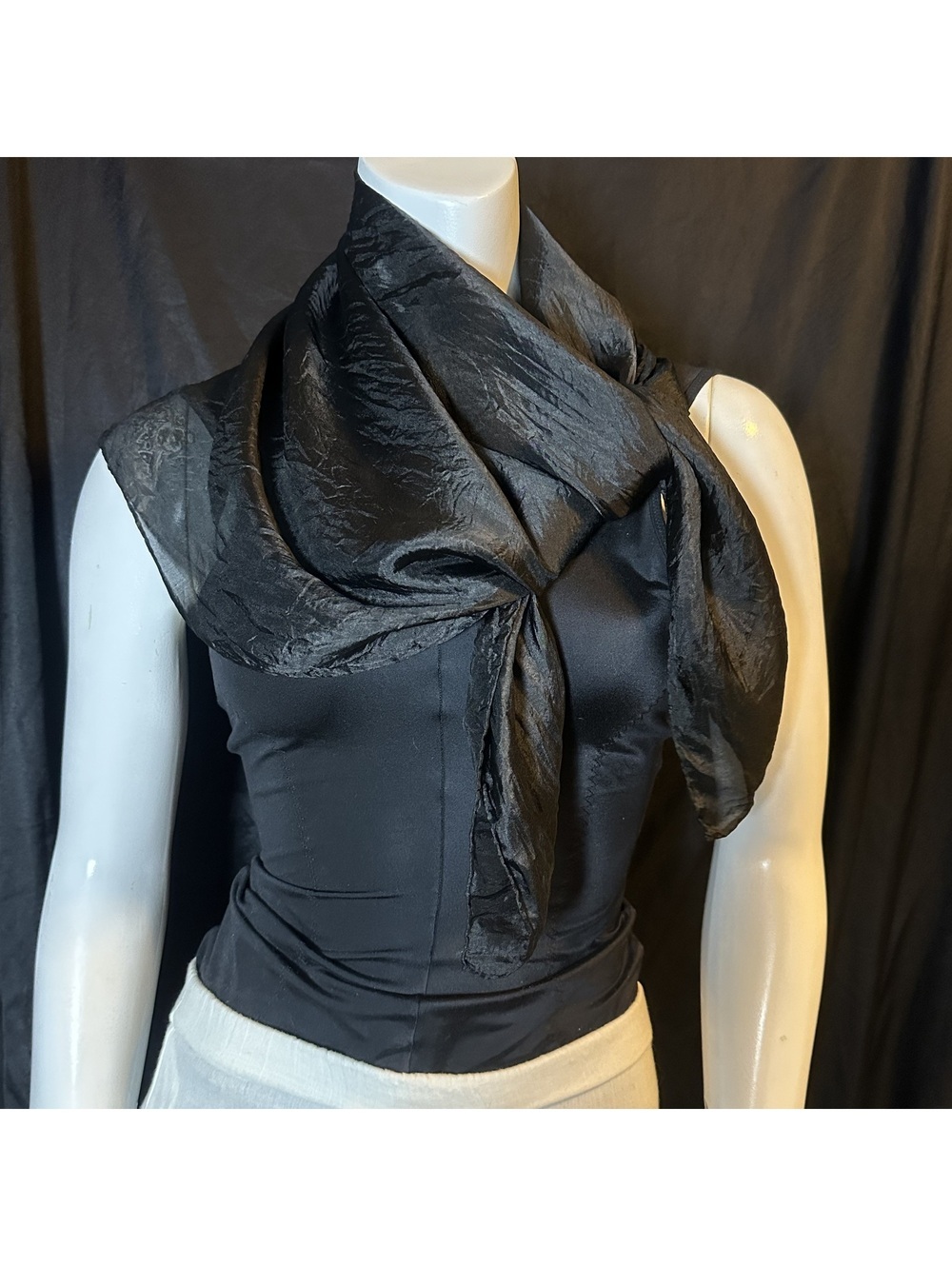 Vintage Black Square Scarf